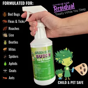 GreenBeanBuddy Bed Bug Spray & Mite Treatment with Residual Prevention, 32oz - Child Safe, Animal Safe, Plant Safe, Trusted by Resorts & Facility Managers
