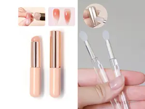 3pcs Silicone Applicator Sticks Reusable Chrome Glitter Applying Manicure Tool Silica Brush For Ombre Blush Stamper