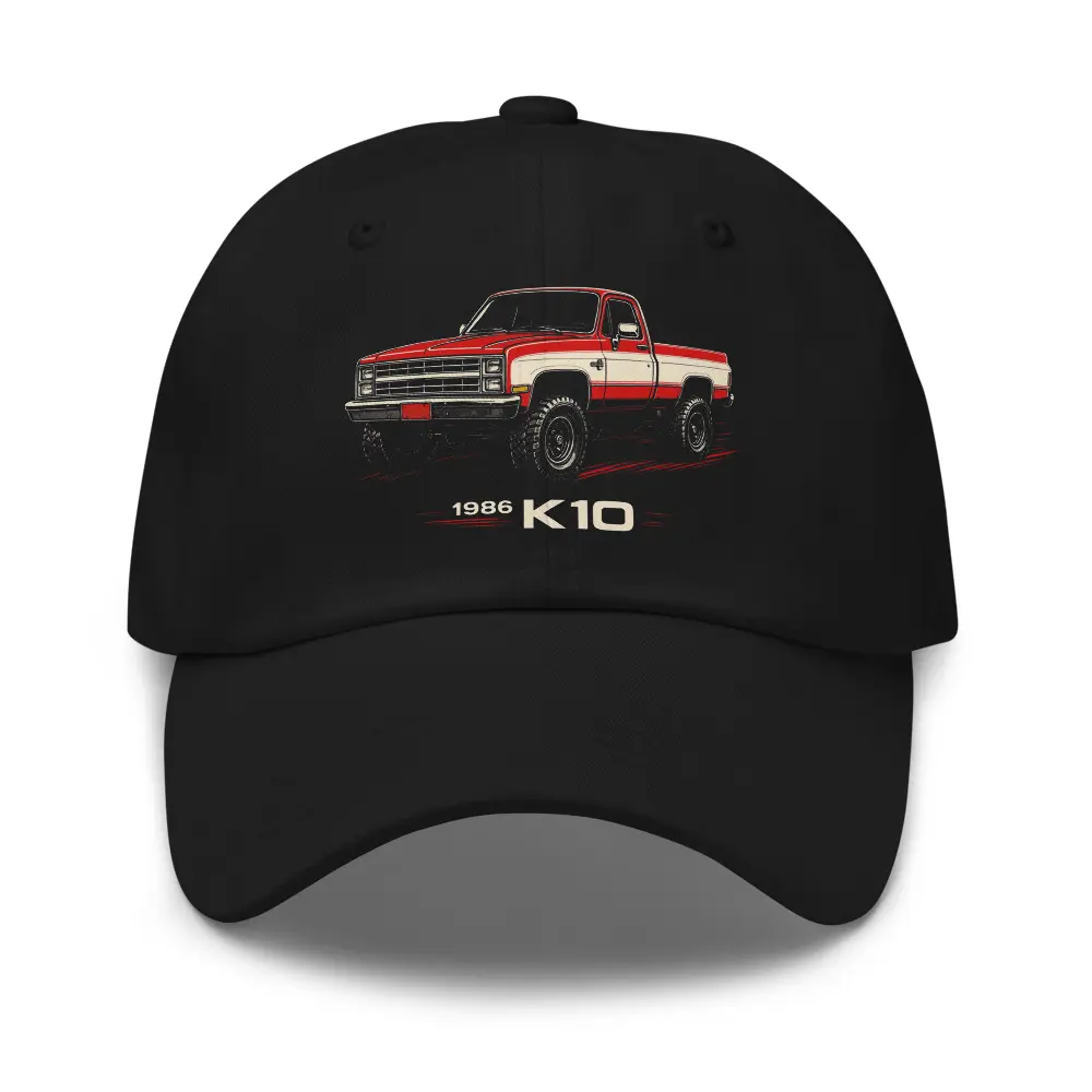 1986 Chevy K10 Dad Hat - Vintage Square-Body Truck Baseball Cap Classic 4x4 Pickup Gift 100% Chino Cotton Twill with Adjustable Strap & Curved Visor