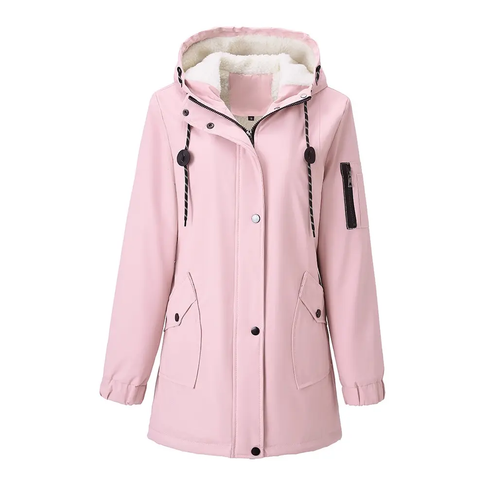 BIGWIG Women's Elegant Mock Neck Long-Sleeve Autumn-Winter Jackets - Front Button, Side Pockets, Non-Stretch, Fitted, Formal-Casual Outerwear, Exquisite Design, High-Quality Build, Warm, Multi-Function, Thanksgiving, Hand Wash Only