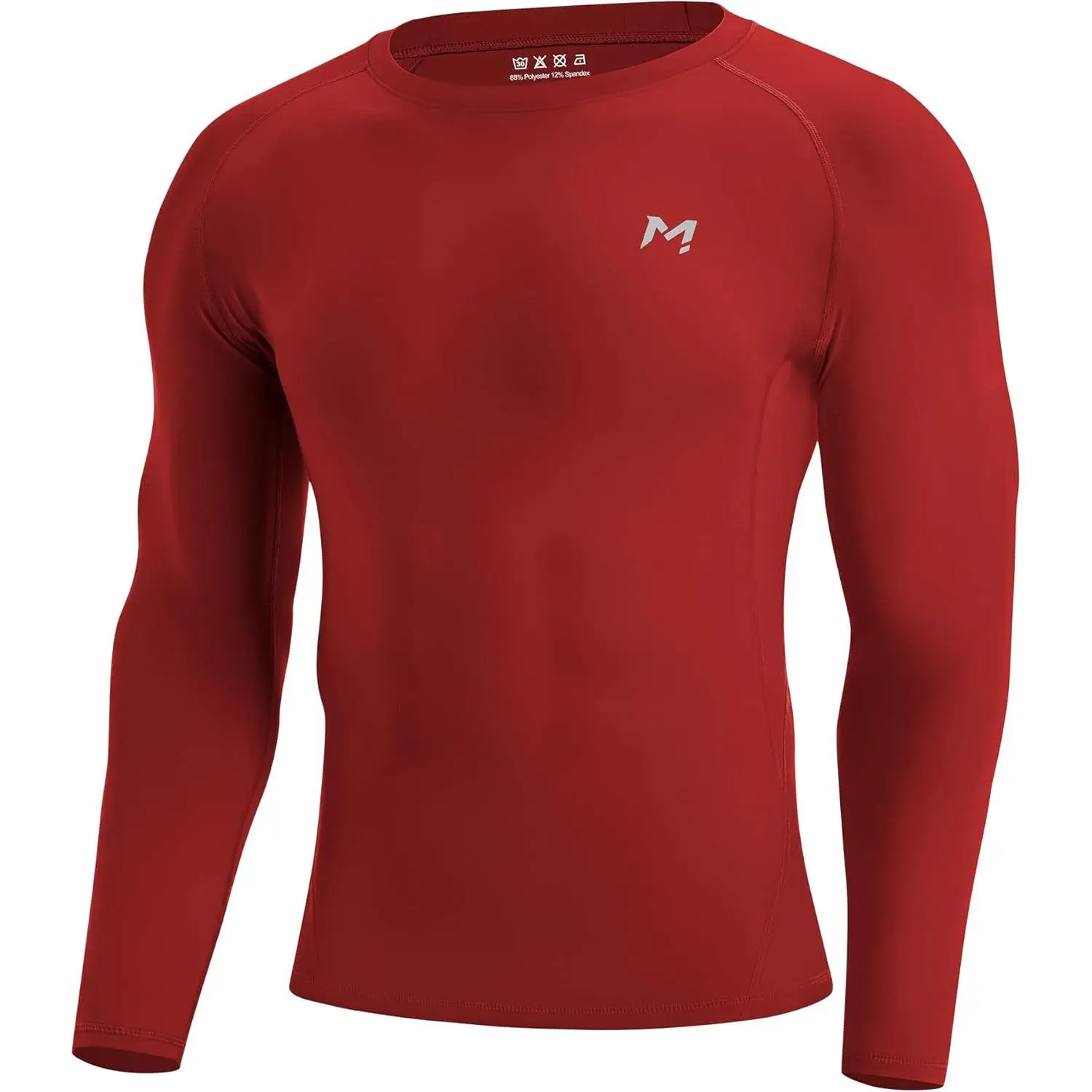 Men's Long Sleeve Compression Shirt, Pull On Quick Dry UPF 50+ Base Layer for All Seasons, Martial Arts, Baseball & Softball, Biking, Male
