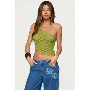 Daley Asymmetric One Shoulder Crochet Top