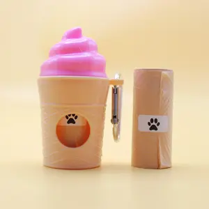 Creative Ice Cream Shaped Pet Poop Bag Holder Portable Outdoor Dog Cat Waste Dispenser Cute Travel Pooper Scooper Accessory