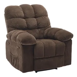 Manual Recliner Chair – Ergonomic Overstuffed Breathable Fabric Reclining Chair with Side Pockets – Alloy Steel Frame for Lazy Boy Recliner Single Sofa for Living Room, Bedroom