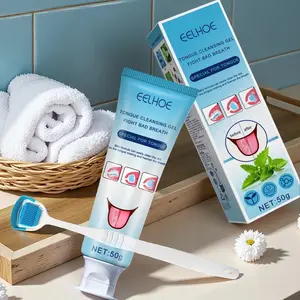 Tongue Cleaning Gel & Brush, Oral Care, Oral Hygiene Essentials, Remove Bad Breath, Freshen Breath, Tongue Cleaner, Dental Hygiene Tool, Daily Use