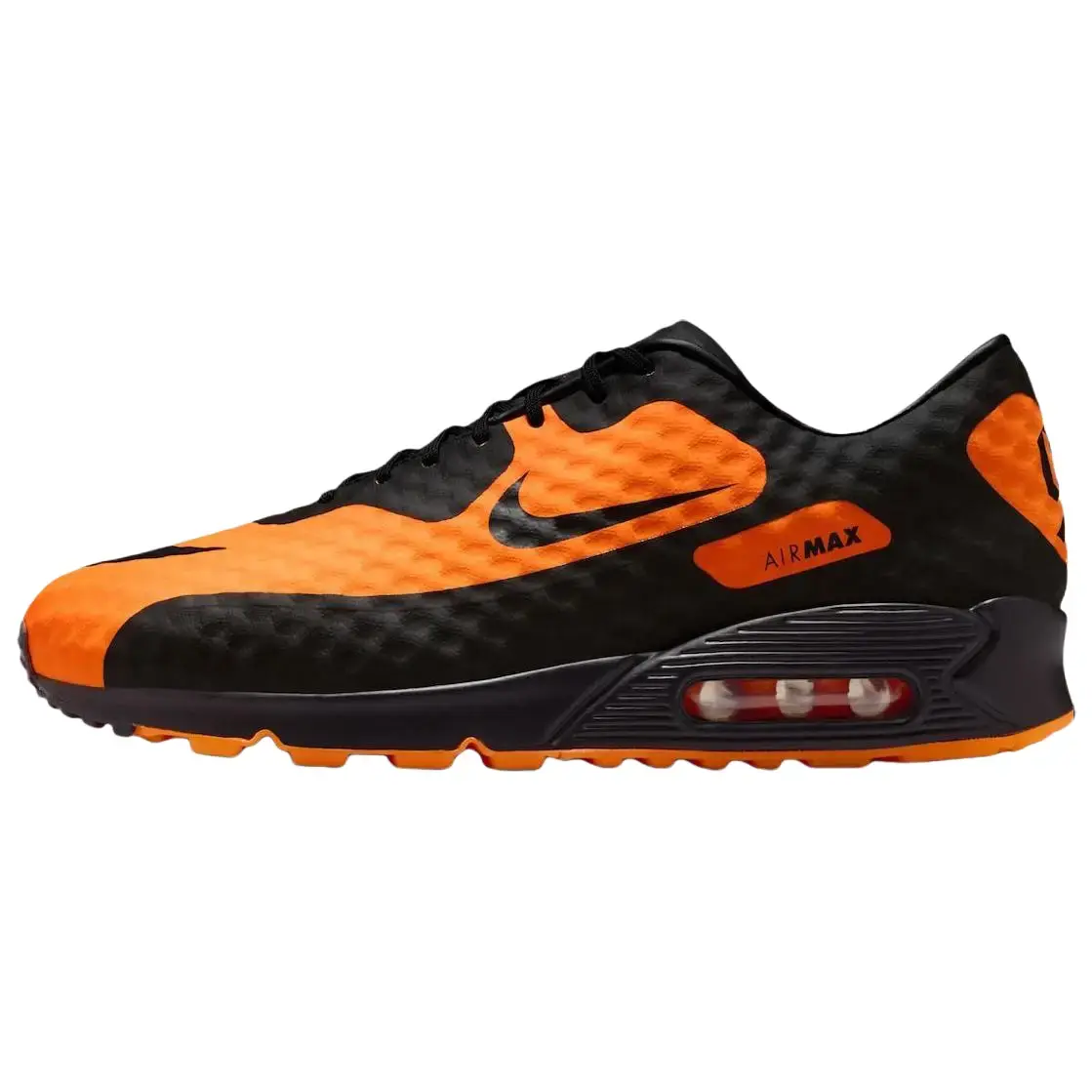 NIKE Men's Air Max 90 Sports Sneaker - 'Bright Citrus Hypervenom', Streetwear, Bold Colors, Layered Upper, Synthetic Mesh, Colorblock, Reliable Cushioning