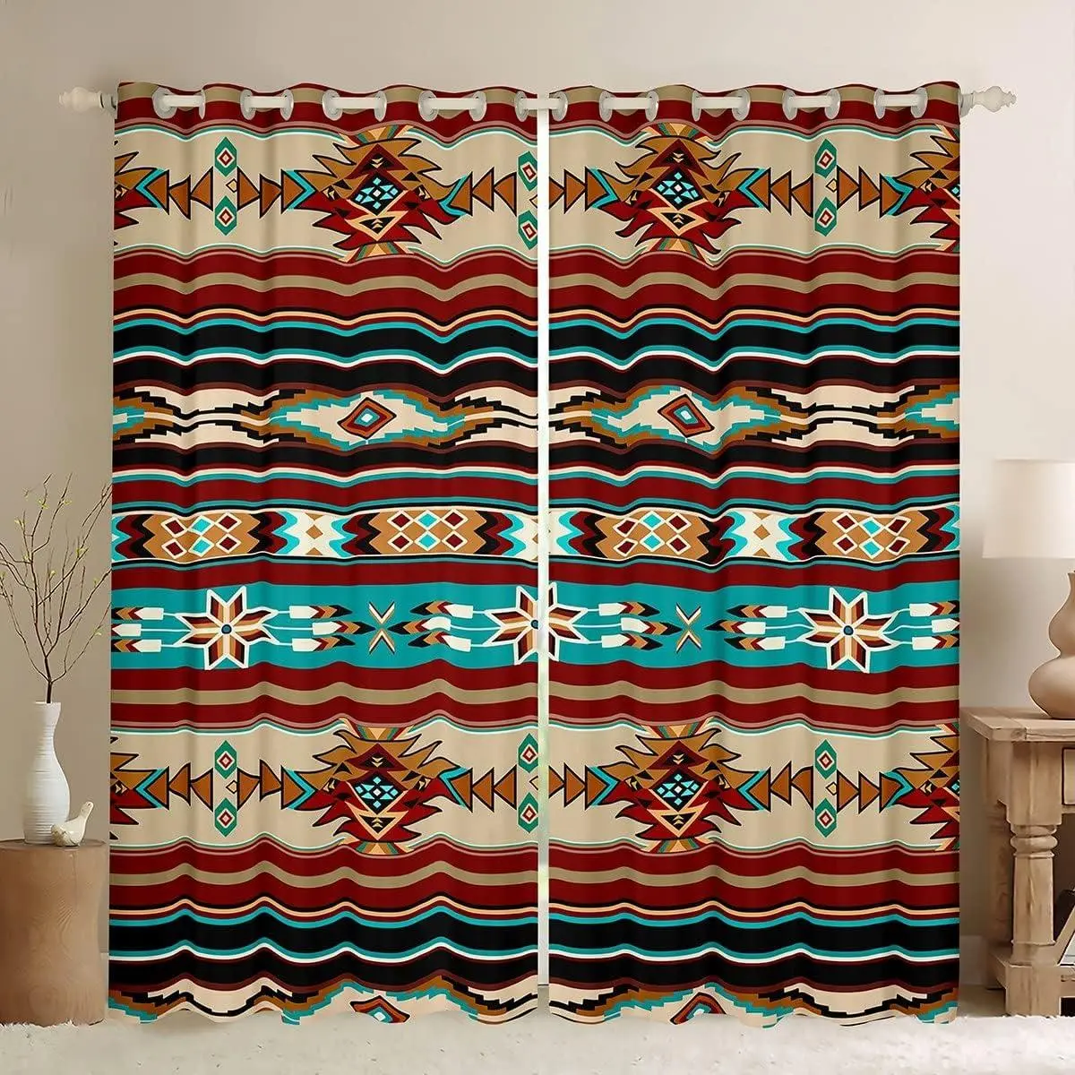 Western Decor Window Curtains Bedroom Aztec Curtains Cowboy Cowgirl Southwestern Window Drapes Bohemian Tribe Arrow Retro Farmhouse Country Window Treatments,2 Panels