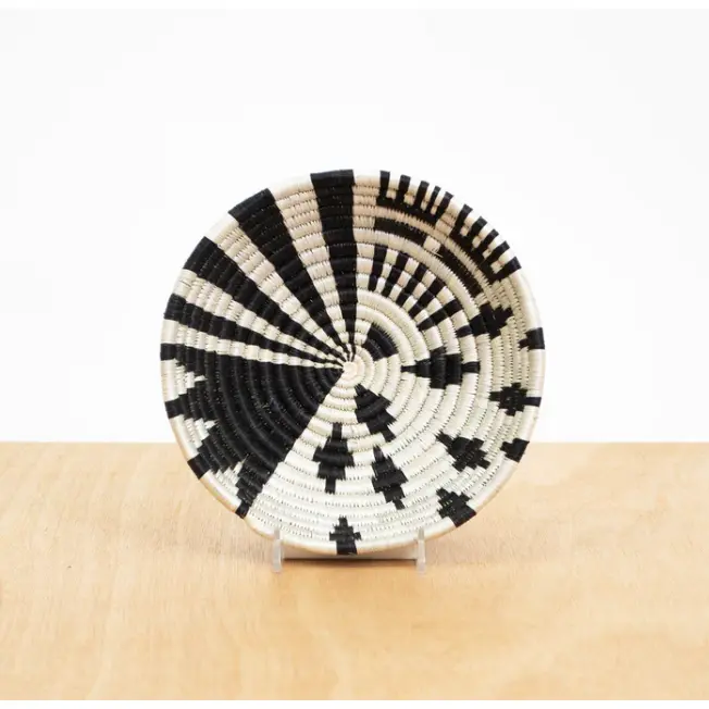 6" Small Black & White Fani Round Basket