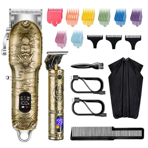 Hair Clippers for Men T-Blade Trimmer Professional Barber Clippers - Cordless Hair Cutting Beard Trimmer Mens Electric Hair Trimmer Rechargeable Gold Knight Grooming Kit hair  clipper
