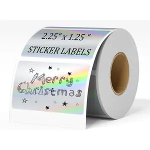 2.25 x 1.25 Inch Holographic Thermal Sticker Labels , 500 count Printable Rectangular Thermal Printer Stickers,  Self-Adhesive Thermal Labels for Small Business Logo/Barcode