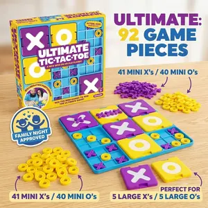 High-Quality Ultimate Tic-Tac-Toe Brain Teaser Puzzle Game for Families & Kids - Includes 1 Game Board, 41 Small Xs, 40 Small Os, 5 Large Xs, 5 Large Os