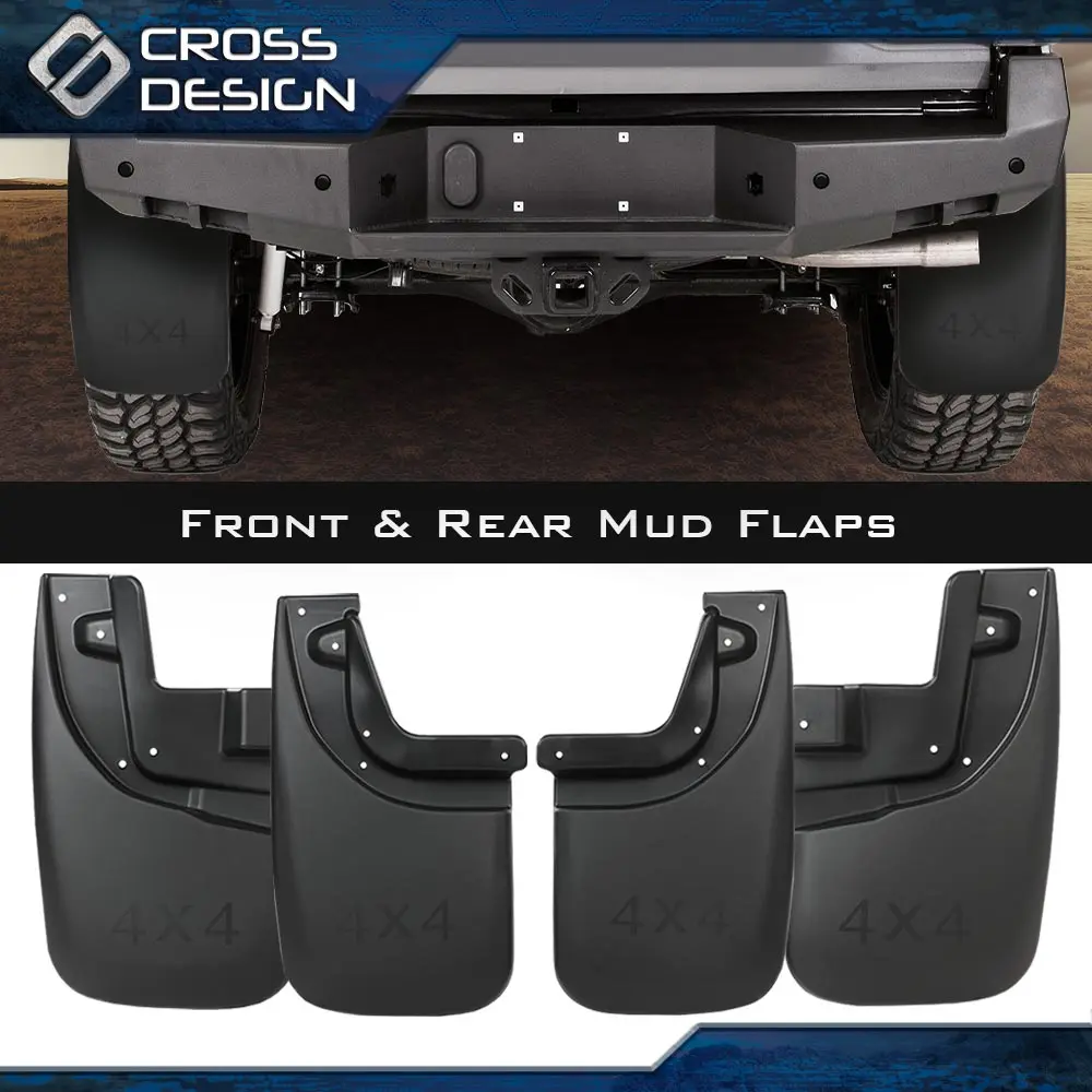 CROSSDESIGN Heavy Duty Weatherproof Front & Rear Mud Flaps Splash Guards, Durable Automotive Accessories for Toyota Tacoma 05-15
