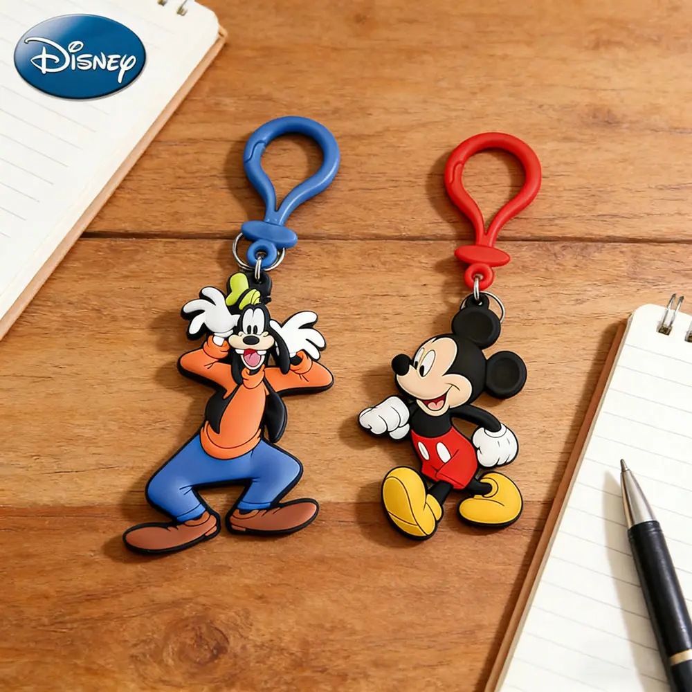 1PC Disney  Officially Licensed Mickey Goofy Keychain Collectible Adorable Animal Anime Peripheral Backpack Decoration Car key Pendant Desk Ornament Durable PVC Rubber Gift