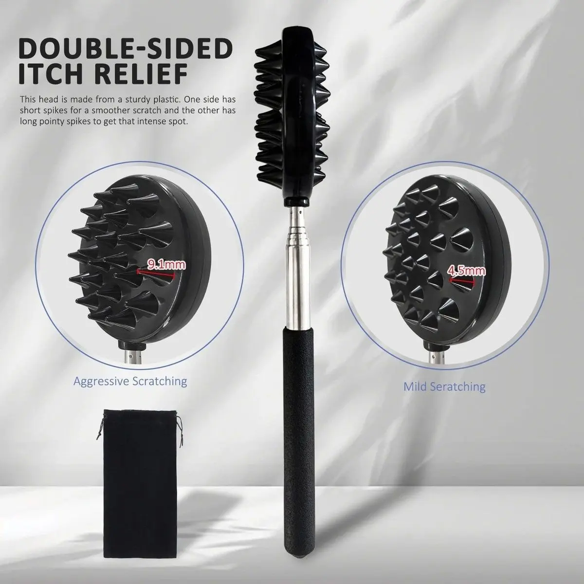 Adjustable Cactus Back Scratcher, PVC Lice Stick, Unisex Single Hand Operation, Portable Massage Tool, Bed Sofa Travel Use