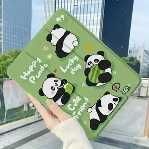 Greenland Panda Sweetheart pattern, with adjustable stand and pen slot, foldable non-slip TPU protective case, suitable for iPad mini, iPad Air, iPad Pro/iPad 10th generation, 11th generation and other series iPad protective cases