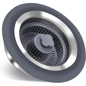 3 in 1 Kitchen Sink Stopper with Strainer Basket, Stainless Steel Anti-Clogging Drain Plug for  Standard 3-1/2" Sink