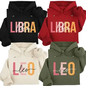 [Full 12 Zodiac] Minimalist Zodiac Hoodie – Modern Astrology Sign Sweatshirt with Bold Letter Design, Cozy Unisex Pullover, Perfect Horoscope Gift for Zodiac Lovers C71