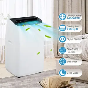 Portable Air Conditioner, 14000 BTU AC Unit + Cools Up to 750 Sq ft, 4-in-1 Air Conditioner Portable + Heater + Dehumidifier + Fan, Auto Swing + 20ft Remote + Window Kit 26.5-48.5in, Freestanding