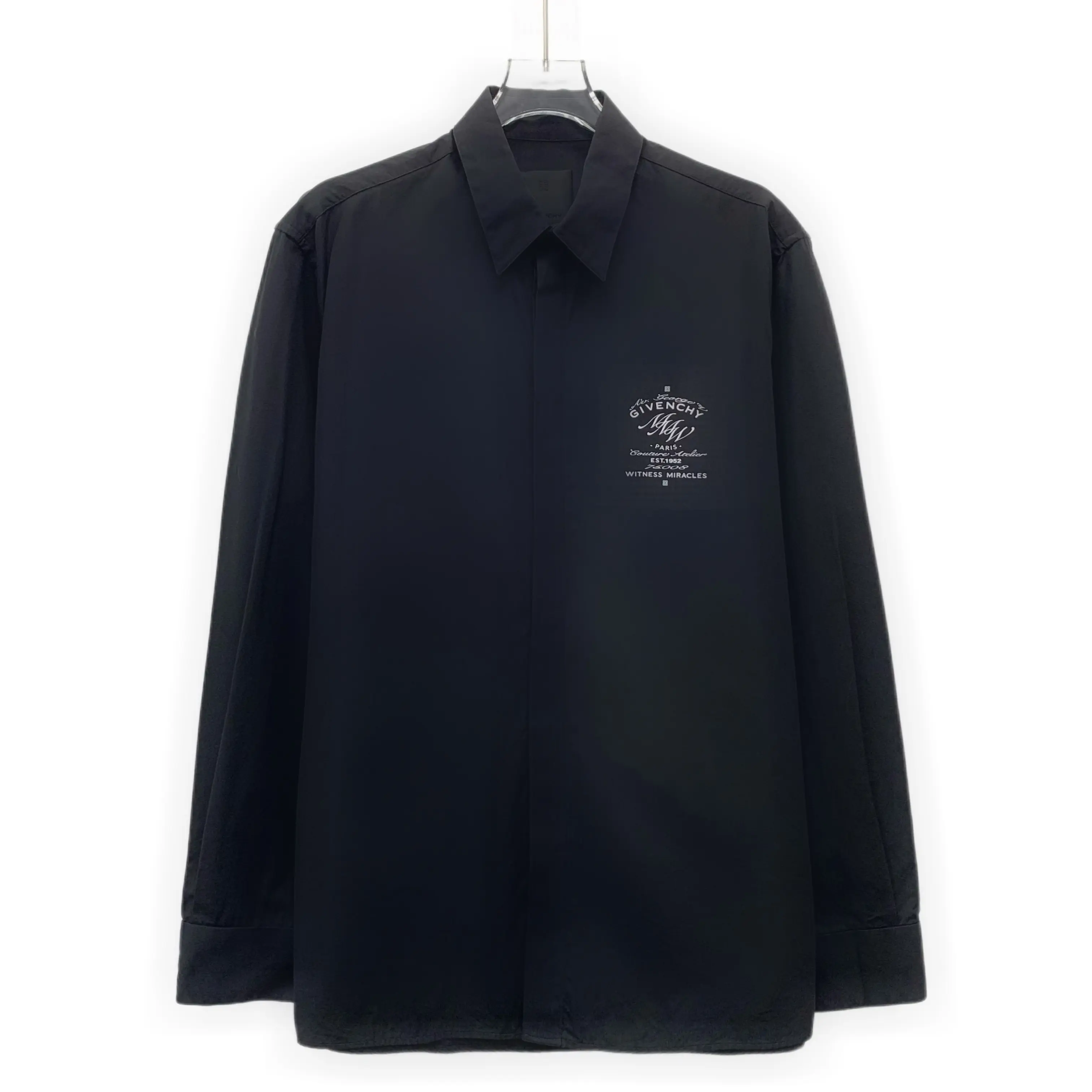 CALUXA- Givenchy Black Logo Print Cotton Shirt Size 38