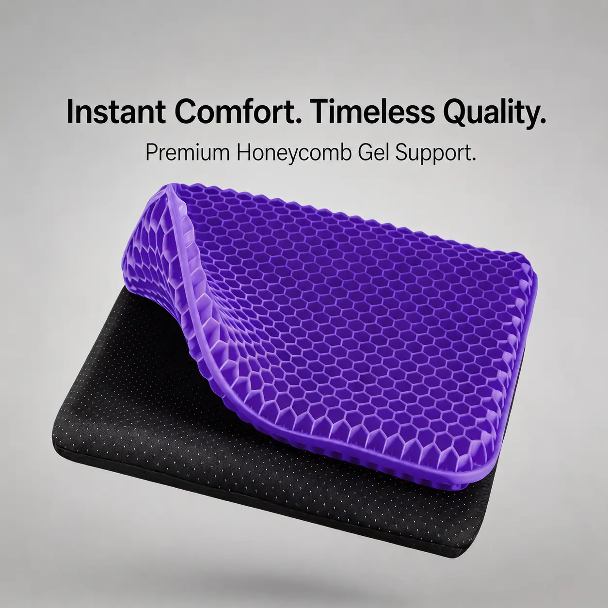 Ergonomic Cooling Gel Seat Cushion with Non-Slip Cover, Honeycomb Breathable Mesh Office Chair Pad for Indoor Hard Surface Supportive Sitting, Office & Car Use
