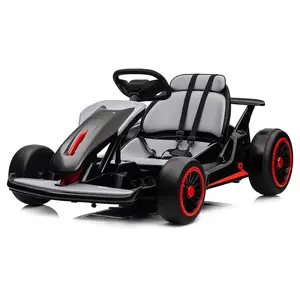 【Christmas Gift】Black 24V Electric Go Kart for Kids, Dual 200W Motors Drift Kart, 8.1MPH Max Speed, Large Battery, Music, Horn, Ride-On Racing Toys for Boys & Girls
