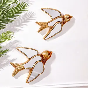 Resin Swallow Statue Wall Hanging, Home Decor Craft, Mirror Surface Design, Perfect for Bird Lovers and Party Decoration, Hanging Ornaments