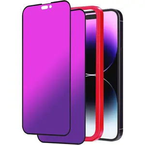 Compatible with  15  screen protector 2 Pack Gradient Colorful 28? Anti-Spy Full Coverage Tempered Glass with Installation Alignment Frame anti Blue light eye protection