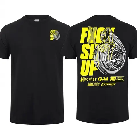 Fxck Sh!t Up Turbo T-Shirt, Truck Racing Graphic Tee, Unisex 100% Cotton Crewneck Short Sleeve, Casual Menswear Top, Made in USA Gift for Car Lovers graphic t-shirts Men's and women's T-shirts: Unisex cotton T-shirts: Unique gift T-shirts