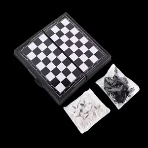 Portable Folding Chess Set Pocket Mini Magnetic Travel Game, Compact International Chess Board for On-The-Go Entertainment, Family Board Games, Tabletop Games, Family Fun Game, Board Game Prop