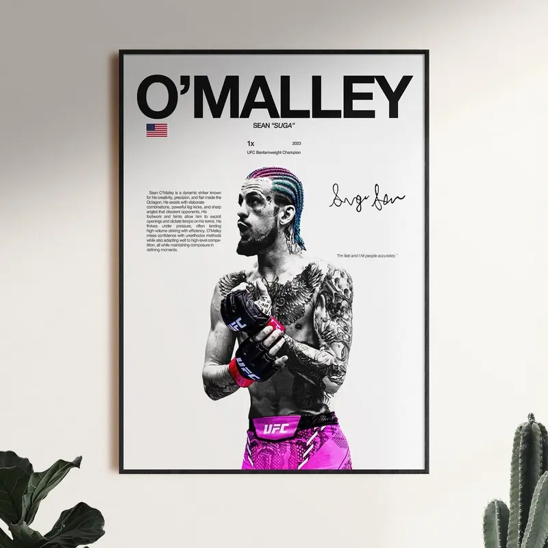 Sean O'Malley Poster, UFC Wall Print, MMA Champion Print, Sugar Sean Digital Download, Fight Night Decor, Mixed Martial Arts Fan Gift