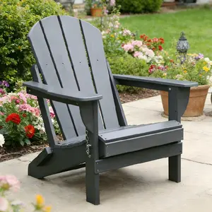 Eyisean 29.3" HDPE Outdoor Folding Firepit Chairs, All-Weather Adirondack Patio Chair with Wide Armrests & High Backrest, Space-Saving Durable Foldable Wood-Like Armchair for Backyard, Camping, Garden