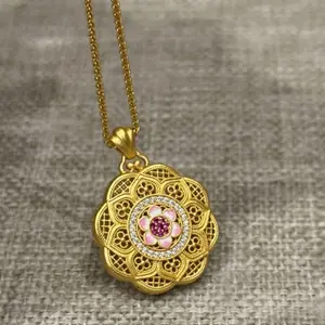 2439 Vintage Lotus Necklace • Handcrafted Jewelry • Year of the Horse Edition description