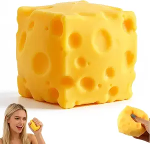 Cheese Squishy Slow Rising, Squishy Squeeze Yellow Cheese Block, Soft Novelty Toy, Stress Balls for Adults Rebounding Sensory Squishys Cheese (2.76inch )