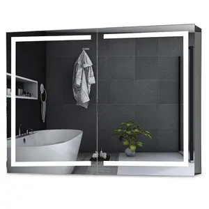 Sikaic 2 Doors LED Medicine Cabinet with Mirror White