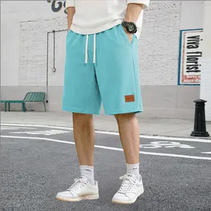 Men’s solid-color casual waffle shorts with side pockets and an elastic drawstring waistband; suitable for everyday wear and vacations. Beige color, ideal for daily outdoor wear; men’s bottoms suitable for all seasons.