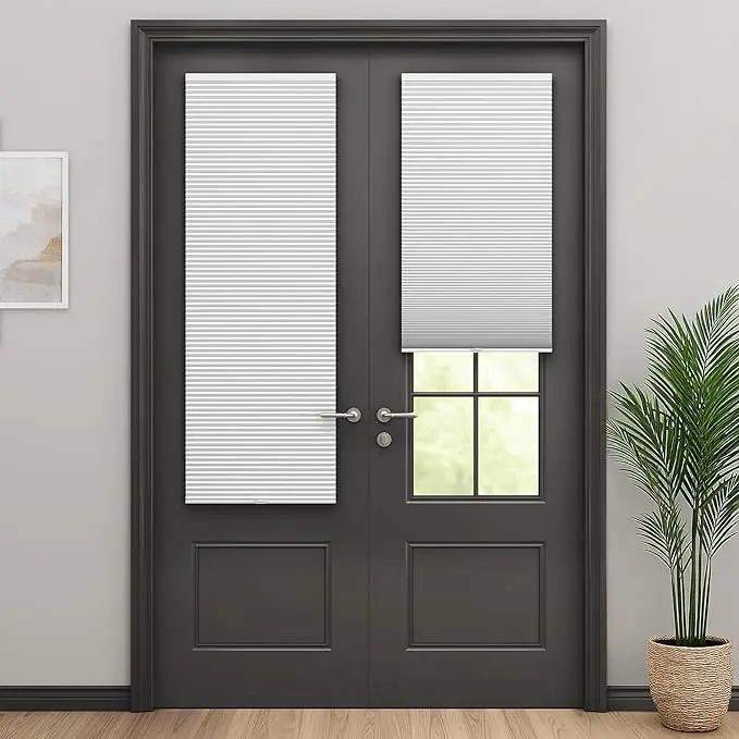 1" Vinyl Mini Blinds for Doors, Cordless French Door Blinds for Privacy, Light Filtering Privacy Horizontal Shades for Front Door Patio Sidelight Glass Door