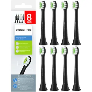 Brushmo Compact Replacement Toothbrush Heads Compatible with Philips Sonicare HX6072, Black 8 Pack