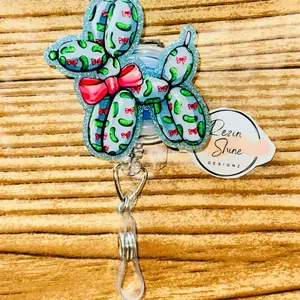Pickle Balloon Dog Badge Reel
