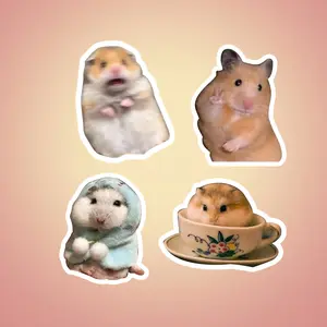 Hamster Meme Stickers, Hamsters Meme Funny, Meme Hamster Humor Sticker, Hamster Lovers Cute Sticker, Animal Lovers Gift For Laptop, Notebook Stickers