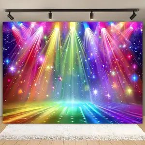 1PC,2D Flat Colorful Stage Lighting Backdrop, Sparkling Starry Party Decor, Children's Birthday Photo Background, Live Stream Backdrop, Photography Backdrop, Stage Performance Backdrop