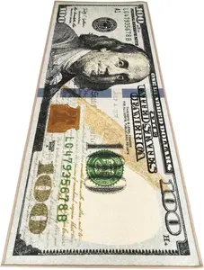 HUAHOO Money Rugs 100 Dollar Bill Runner Cool Area Rug for Living Room Kitchen Rug Laundry Runner Rug Bedroom Bathroom Mat (18" X 43")