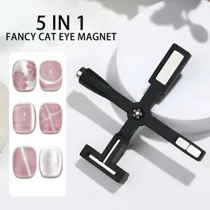 5 In 1 Nail Magnet Tool For Cat Eye Gel Nail Polish Multi-Function Magnetic Stick For Nails Strong Magnetism For Strip Galaxy Cat Eye Nail Art Design Home Manicure