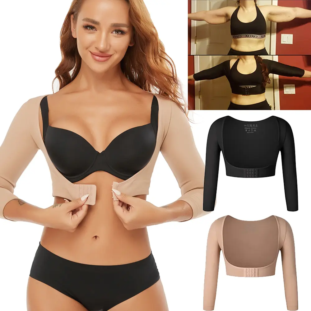 Women Upper Arm Shaper Compression Sleeves Front Closure Body Shaper Push Up Bra Arm Fajas Shapewear Tank Top, High Stretch Shapewear Crop Top, Comfortable Farbic Womenswear, Ladies Shapewear for Daily Wear