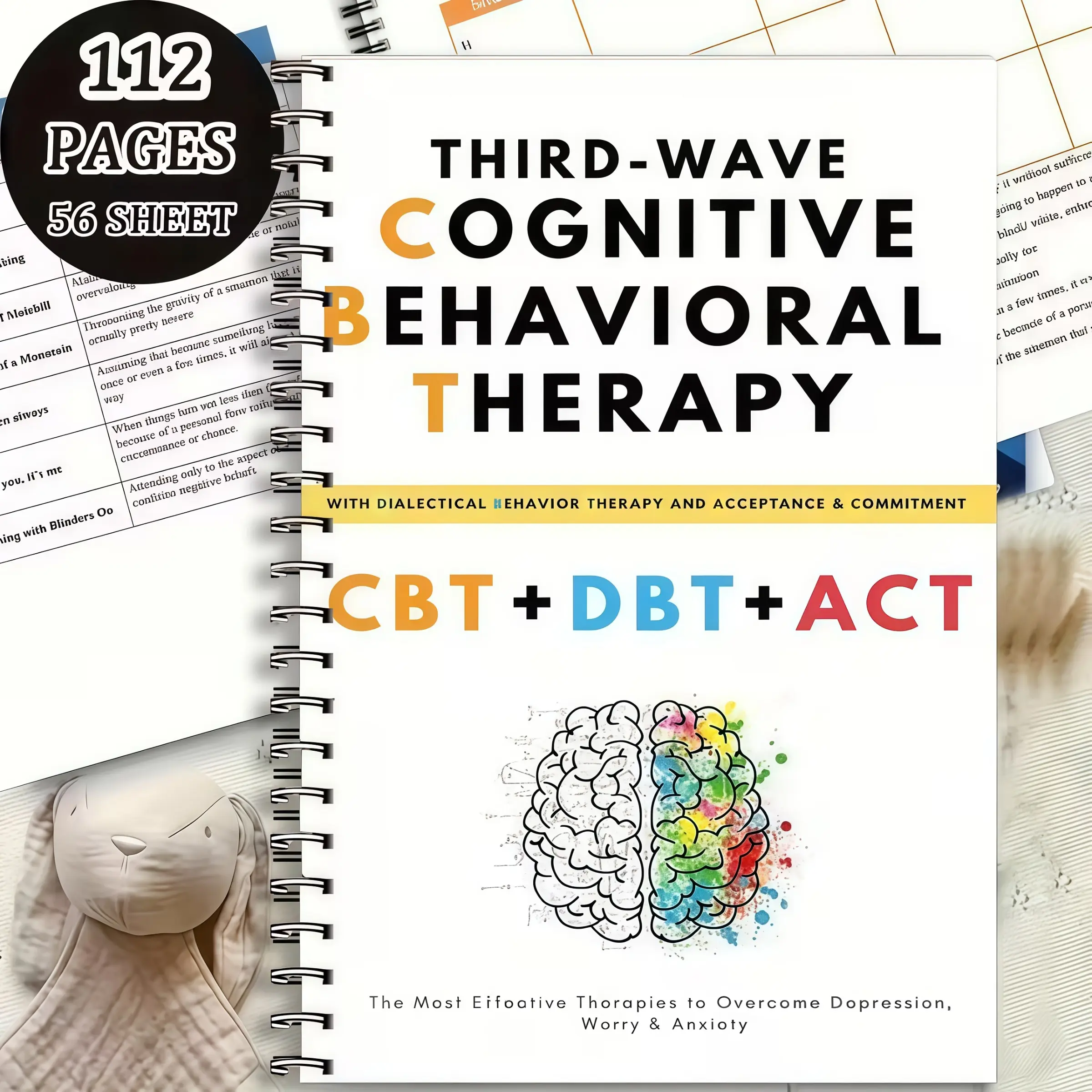 Adult Mental Health Relaxation Notebook, Guided Journal, Cbt Dbt Act 5-In-1, Therapy Techniques, Acceptance Commitment Therapy, Cognitive Behavioral Therapy, Dialectical Behavior Skills, Spiral Bound, Practical Tools