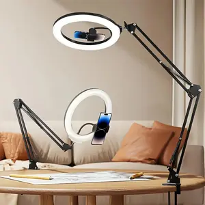 LED Dimmer with USB Power Supply, Desk Ring Light, Adjustable Color Temperature for Photography, Flexible Phone Holder for Live Streaming & Vlogs, Compact Design Perfect for Home & Office Decoration