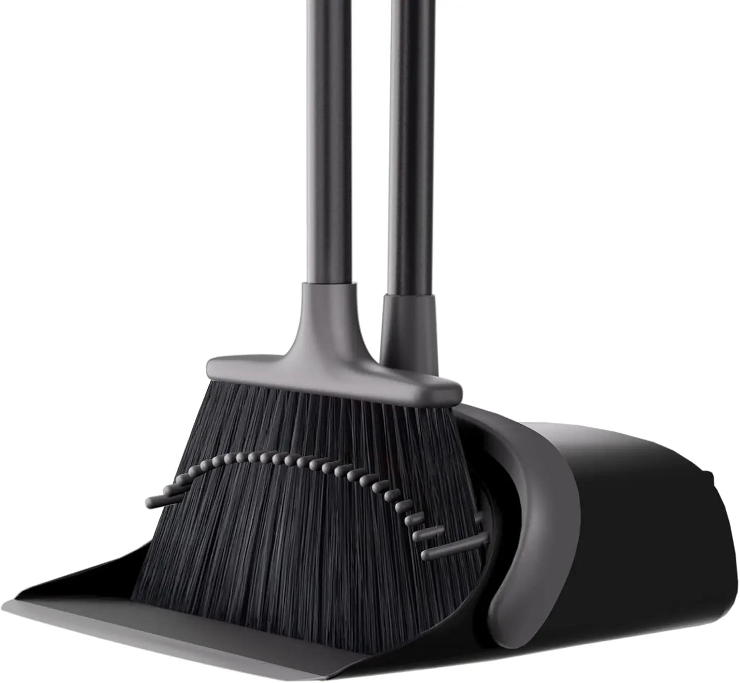 Upgrade Broom and Dustpan Set for Home, 52'' Long Handle, Standing Dustpan and Broom, black, broom with dustpan set, dustpan broom