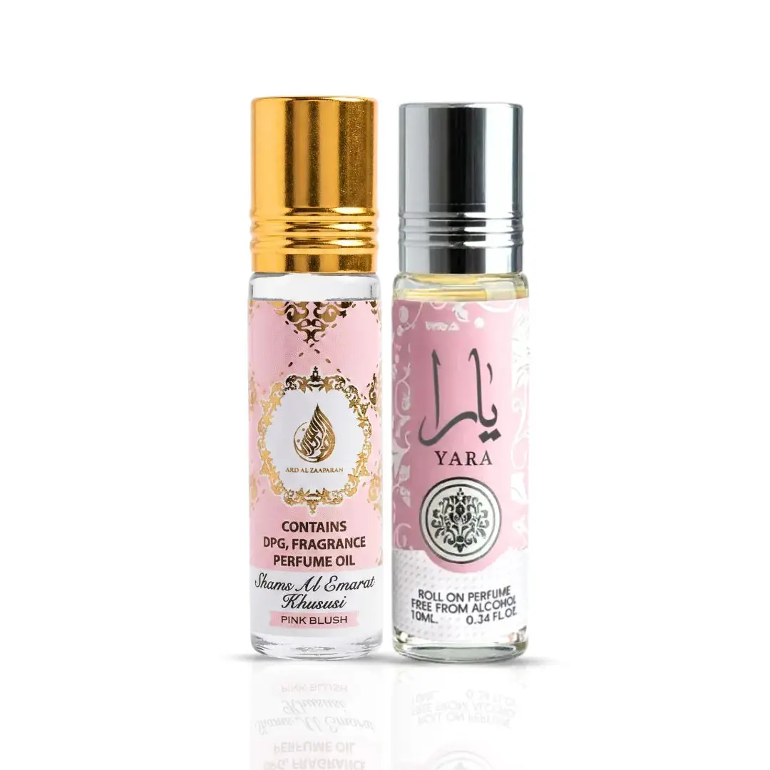 Pink Blush Shams Al Emarat Khususi & Yara Roll On Perfume Oil CPO 10ml (0.34 oz) by Ard Al Zaafaran (Bundle)