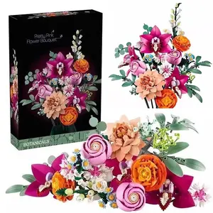 749 Piece Flower Building Blocks, Valentine's Day Gift, DIY Craft Toy, Home Decor, Artificial Fake Plastic Flowers, Holiday Present