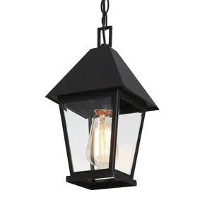 Ksana Exterior Pendant Light Fixture, Retro Waterproof Outdoor Pendant Lights, Black