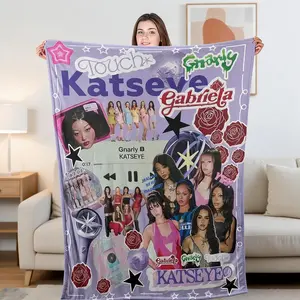 Katseye Blanket, KATSEYE Beautiful Chaos Tour Printed Fleece Blanket, Soft Cozy Lightweight Plush Microfiber Throw, HD Print, Unique Trendy Christmas Gift for Sofa & HD Digitally Printed Flannel | Ultra-Soft & Lightweight | Suitable for All Seasons
